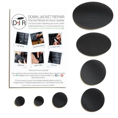 Image of PRO FIX: Easy to Use Down Jacket Repair Patch Kits Pre Cut, Self Adhesive, Waterproof, Tear Resistant Patches for Repairing Clothing, Sleeping Bags, Tents, Outdoor Gear Black