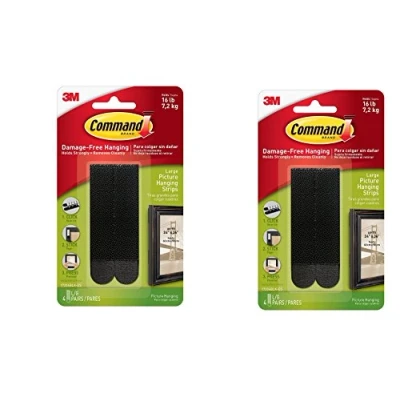 Image of Command Picture Hanging Strips, Large, Black, 4 Pairs (17206BLK ES) rrzJEt, 2 Pack