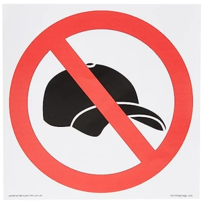 Image of Viking Signs P911 Prohibition: No caps Sign 150x150mm S15, Red/White