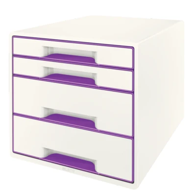 Image of Leitz WOW Cube Storage Box with Drawers 4 Schubladen Violet Metallic