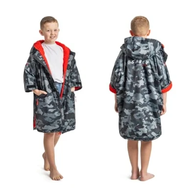Image of Osprey Kids Waterproof Camo Changing Robe, Windproof Children Swim 3/4 Sleeves for Beach, Swimming and Surfing, Ages 6 9