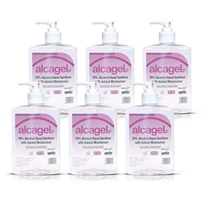 Image of Alcagel 70% Alcohol Hand Sanitiser Gel Added Moisturiser 6x 500ml