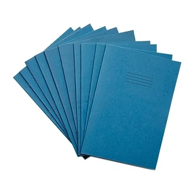 Image of Rhino A4 Tinted Exercise Book, Light Blue Cover with Green Coloured Paper, 10 Pack, 48 Page / 8mm Lined Margin Dyslexia &amp; SEN Notebook Aids Resources