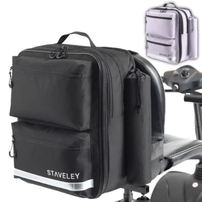 Image of Staveley XL Bag for Mobility Scooter Expandable Shopping Electric Scooters &amp; Boot Back of Seat (Black)