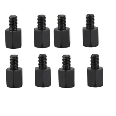 Image of Qupdjxukis 8 PCS Motorcycle MIRROR ADAPTORS CONVERTS CLOCKWISE 8MM to 10MM BLACK