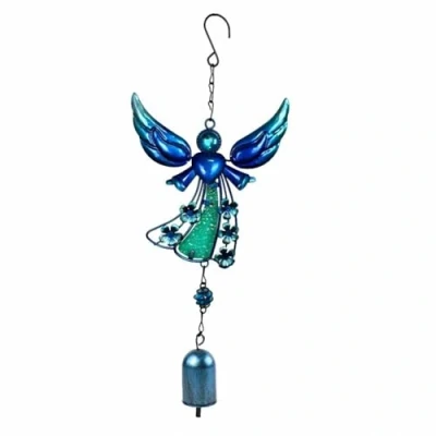 Image of Angel Wind Chime, Blue Bell Outdoor Chime Garden Backyard Church Hanging Decor