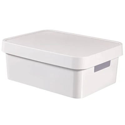 Image of Curver 04752 n23 00 Infinity White Plastic Storage Box with Lid 27 x 36.3 13.8 cm 11 Litres