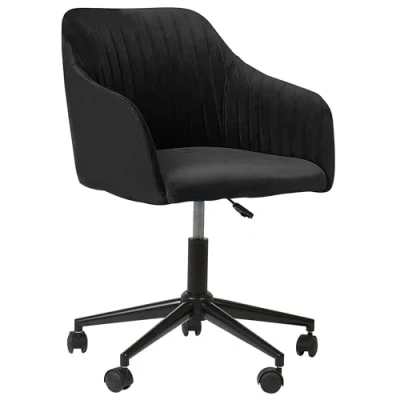 Image of Modern Swivel Office Chair Armchair Adjustable Height Velvet Black Venice