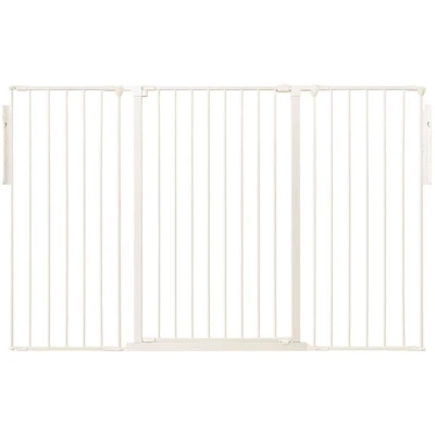 Image of Safetots Premium Extra Tall Room Divider, up to 174cm Wide, White, 105cm Tall, Multi Panel Flexible Barrier, Divider with Door for Baby and Toddler, Easy Installation