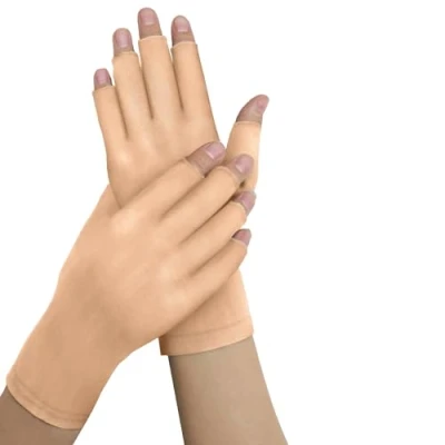 Image of Doctor Developed Arthritis Gloves for Women &amp; Men Open Finger Rheumatoid Pain Relief (Nude, S)