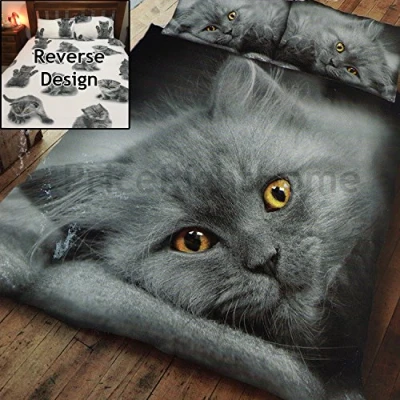Image of GC GAVENO CAVAILIA Wildlife 3D Duvet Cover, Animal Bedding Sets, Polycotton Quilt Bed Set, Cat, Double