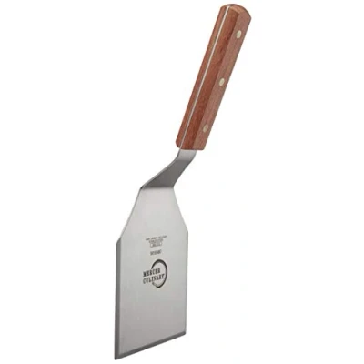 Image of Mercer Culinary Praxis 5 x 4 Inch Heavy Duty Turner, Wood Handle, Stainless Steel, 38x10x3 cm, Brown