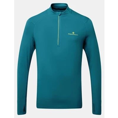 Image of RONHILL Running, Men&#039;s Core Thermal 1/2 Zip, Deep Teal/Acid, XL