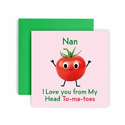 Image of Huxters Birthday Cards for Women I Love You Nan Card her Funny Mother&#039;s Day Fun Tomato Happy 14.8cm (Nan)