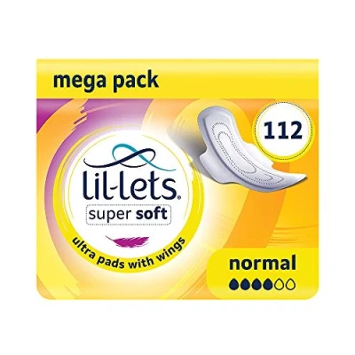 Image of Lil Lets Super Soft Ultra Sanitary Pads Normal x with Wings 8 Packs of 14 Pads, Unscented, 112 Count