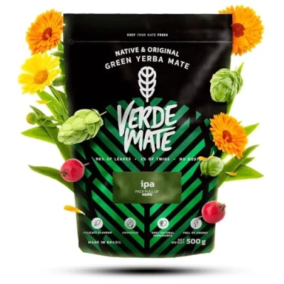 Image of Verde Mate Green IPA 0.5 kg Brazilian Yerba with hops! Original and balanced fusion Power of natural caffeine tea from Brazil 500 g Air dried