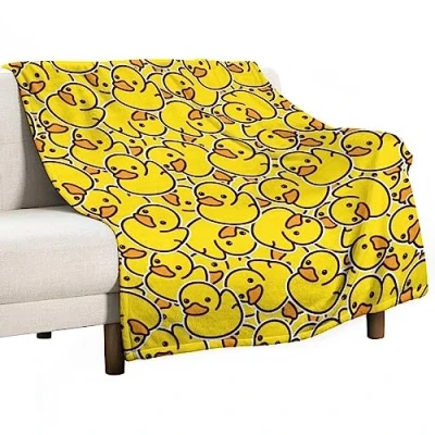 Image of Homeoanimal Duck Print Throw Blanket 100 x 130 cm, Lightweight Flannel Blanket, Cozy Microfiber Blankets for Couch Sofa Bedroom Decorative