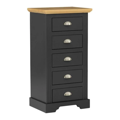 Image of Seconique Toledo 5 Drawer Narrow Chest in Grey/Oak Effect