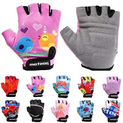Image of meteor Kid Cycling Gloves With Short Half Fingers Fastened Children Child Bike Safety Accessories Hand Protect (S 6,5 7cm 2.5 2.7inch, Owl)