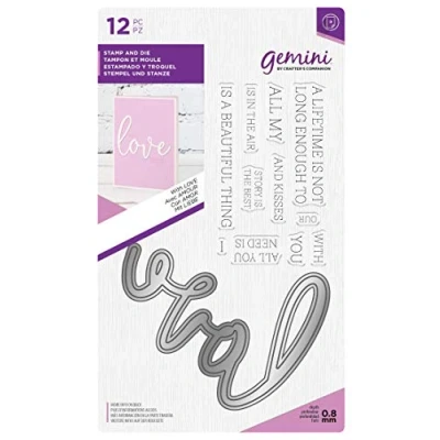 Image of Crafter&#039;s Companion Gemini Fancy Font Stamp &amp; Die Set with Love, Nylon/A, One Size