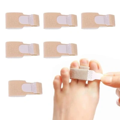 Image of Gunwon 6 Pcs Hammer Toe Straightener, Bandage for Separating Curled Toes,Hammer Splints, Cushioned Bandages Correcting Toes, Broken Crooked Toes &amp; Overlapping