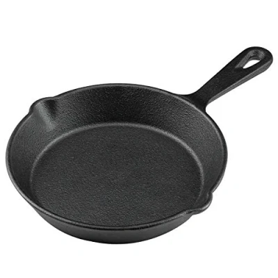 Image of MOZUVE 8 Inch Cast Iron Skillet, Frying Pan with Drip Spouts, Pre seasoned Oven Safe Cookware, Camping Indoor and Outdoor Cooking, Grill Safe, Restaurant Chef Quality