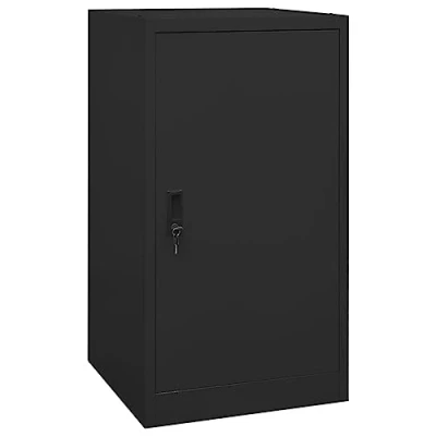 Image of vidaXL Steel Saddle Cabinet with Adjustable Rack and Hooks, Spacious Equestrian Equipment Storage in Black 53x53x105 cm