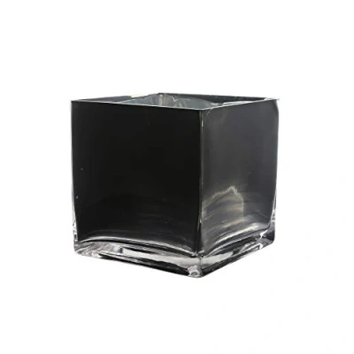 Image of WGV Black Cube Glass Vase, Candle Holder, 6&quot;x6&quot;x6&quot;, Floral Accent, Planter Terrarium, Wedding Party Event Home Office Decor, 1 Piece