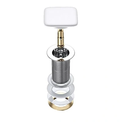 Image of Durovin Bathrooms Push Pop Up Basin Waste Plug Unslotted Suitable for Sink Without Overflow Rising Square Ceramic Button (HY PU06)
