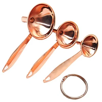 Image of lasenersm Set of 3 Stainless Steel Funnels, Rose Gold, Sizes for Kitchen, Dishwasher Safe