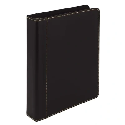 Image of Samsill 1 Inch Mini 3 Ring Binder, Junior Planner Binder Size 7.5&quot; x 9.1&quot; Fits 8.5&quot; 5.5&quot; Paper and Sheet Protectors, Hardback Notebook Organizer Black