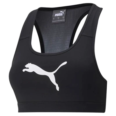 Image of PUMA Women Mid Impact 4Keeps Training Bra Black/White Big Cat XS