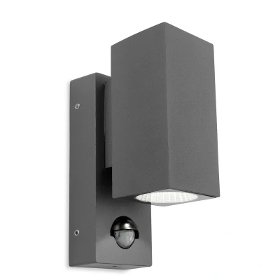 Image of Dino LED 1 Light Outdoor Wall Light, PIR Graphite IP44