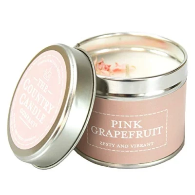 Image of The Country Candle Company Pastels Tin Pink Grapefruit Scented, Up to 35 Hours Burn Time