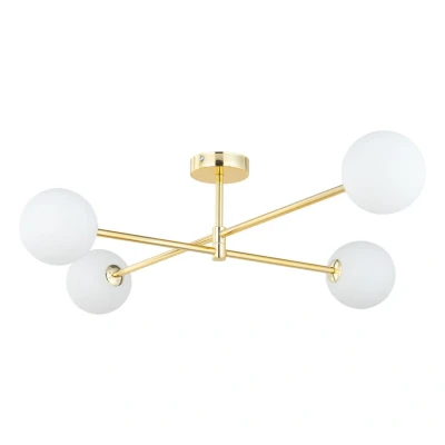 Image of Sarius Globe Multi Arm Semi Flush Ceiling Lamp Gold 4xG9