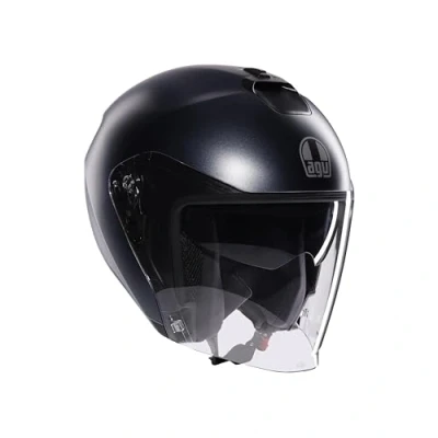 Image of AGV IRIDES E2206, Motorbike Open Face Helmet, Motorcycle Jet Helmet Unisex with Anti Scratch and UV Protective Visor, Matt Ardesia Grey, L