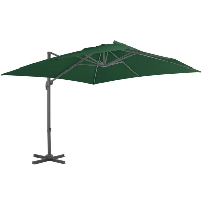Image of vidaXL Cantilever Garden Parasol with Aluminium Pole 400x300 cm Green
