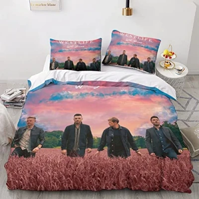 Image of XYueww Westlife Band Duvet Cover Microfiber Bedding Set, 3D Print Quilt Cover&amp;Pillowcase, With Zipper Closure, Soft for Men Woman Kids 3Pcs Set King（220x240cm）