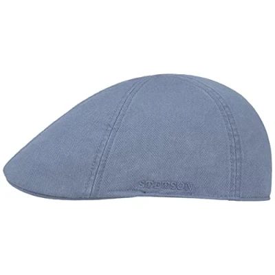 Image of Stetson Texas Cotton Flat Cap with UV Protection 40+ Peaked Ivy Solid Color for Spring/Summer Pigeon Blue L (58 59 cm)