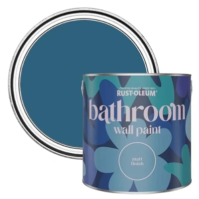 Image of Rust Oleum Blue Water Resistant Bathroom Wall &amp; Ceiling Paint Cobalt 2.5L