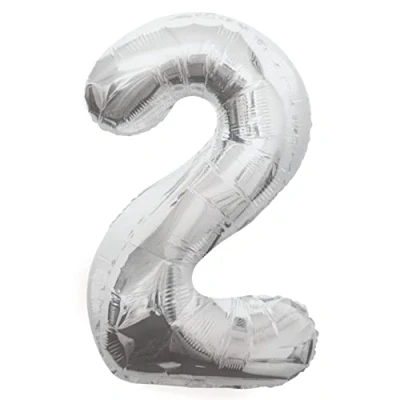 Image of Silver Number 2 Shaped Large Foil Balloon (86cm) 1 Piece Perfect for Birthday Parties and Special Events, 34&quot;