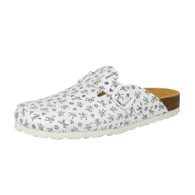 Image of Lico Women&#039;s Bioline Clog Print, White (Weiss/Grau Weiss/Grau), 7.5 UK