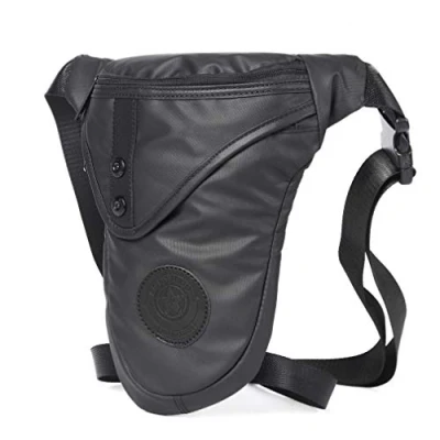 Image of Xieben Nylon Drop Leg Bag for Men Women Motorcycle Bike Hip Bum Belt Waist Fanny Pack Travel Outdoor Camping Tactical Hiking Cycling Crossbody Shoulder Pouch Black