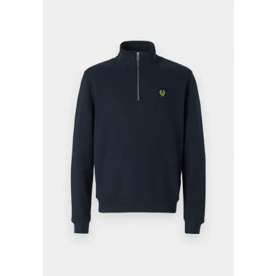Image of Belstaff Quarter Zip Sweat Top in Dark Ink 2XL