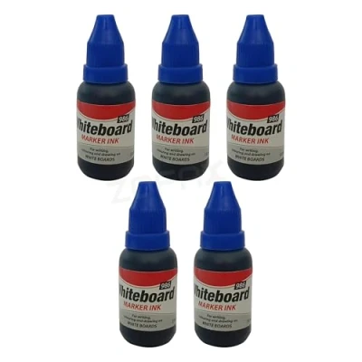 Image of 986 Whiteboard Marker Ink Refill Bottles, Blue, 15ml per Bottle, Pack of 5, Refills for Dry Erase Pens, iZOFAX Black Ball Pen