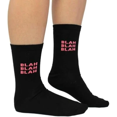Image of Cockney Spaniel 1 Pair of Women&#039;s Novelty Crew Socks, Size: UK 4 8 (EUR 37 42), Fun and Quirky Gift Socks for Women (UK, Alpha, One Size, Regular, Blah Blah)