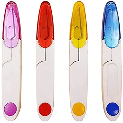 Image of Sewing Snips,4 PCS Thread Cutters U Shape Snips with Plastic Safety Cover Cross Stitch Scissors Unpicker for Tailor Embroidery Needlework DIY