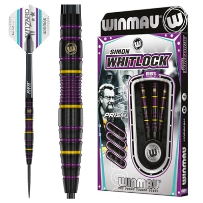Image of WINMAU Simon Whitlock The Wizard 85 Edition 22 Gram Professional Tungsten Darts Set with Flights and Stems (Shafts)