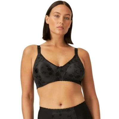 Image of Naturana® Minimizer Bra with Floral Pattern [Cup B D]: Without Underwire Wireless 36 Black