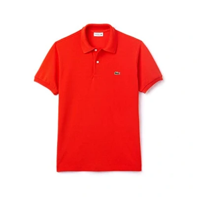 Image of Lacoste Classic Fit Mens Orange Polo Shirt Cotton Size Small